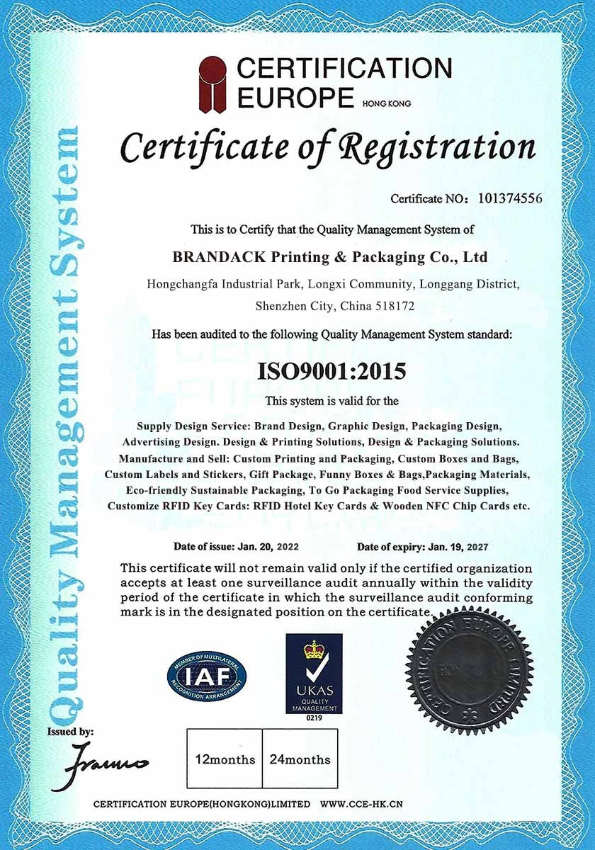 Registrierungszertifikat f&uuml;r das Qualit&auml;tsmanagementsystem nach ISO 9001:2015