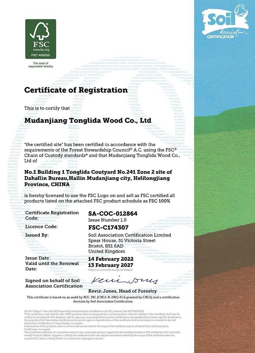 FSC-Registrierungszertifikat &ndash; Chain of Custody-Standards